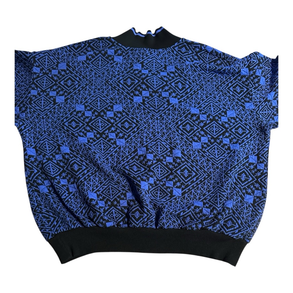 Vintage Young Stuff Geometric Deep Periwinkle Black Knit Sweater Made in USA L - Picture 2 of 9